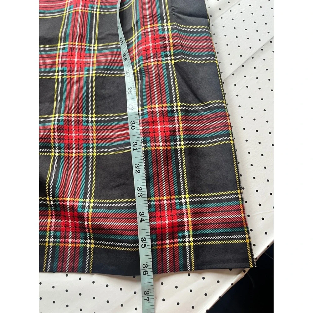 J.Crew Black Tartan Plaid Bow Neck Holiday Shift Dress Pockets 8